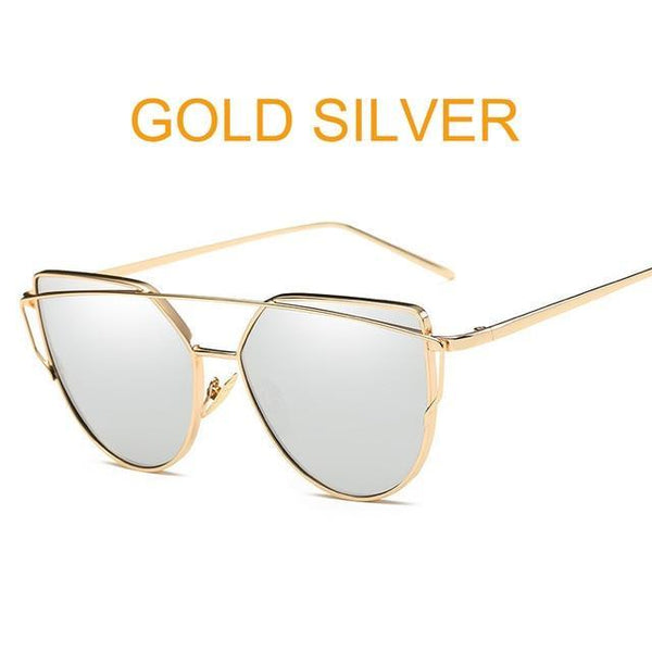 Metal reflective flat lens sunglasses